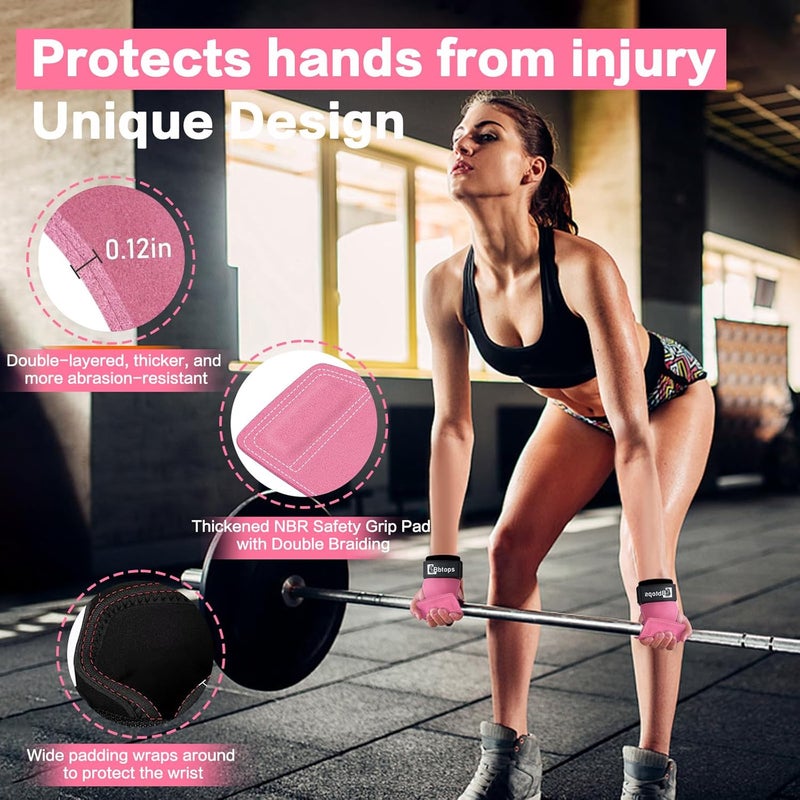 Bbtops Weight Lifting Wrist Strap, Double-Layer Leather Wrist Straps for Gym Strength Training Weightlifting,Deadlift and Powerlifting, Enhance Grip Strength Neoprene Padding Gym Workout Lifting Straps for Men & Women (Pair) - Image 4